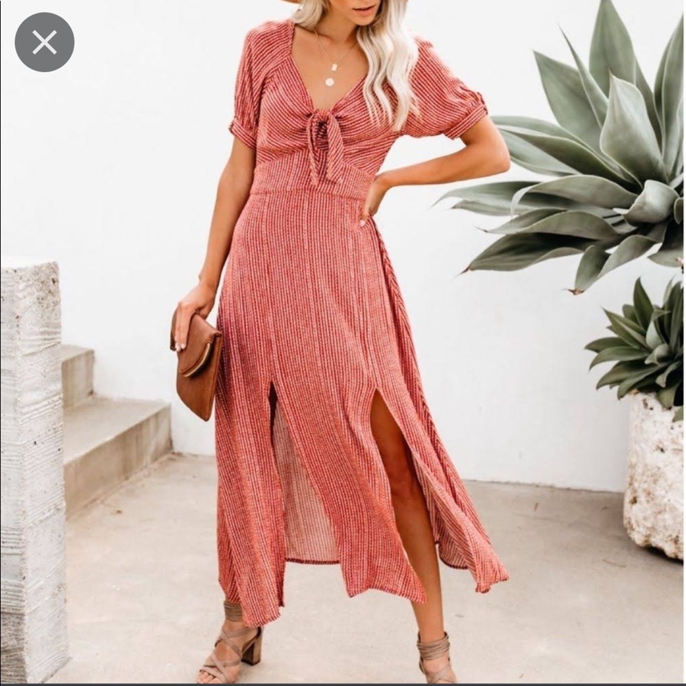 Unique Vintage Red + White Midi Dress by Hayden